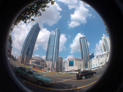 とまとじゅーす的中国旅行記＠徐家匯の高層ビル、街並みをf-12cとフィッシュアイで撮影