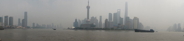 中国旅行記＠上海の観光名所、外灘（バンド）地区、黄浦江と東方明珠電視塔の風景をNEX-5Tでパノラマ撮影