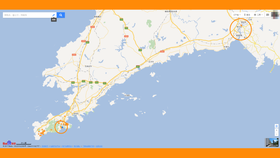 大連・丹東観光＠大連と丹東の位置関係を示した地図